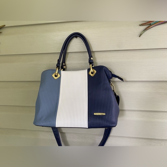 POMELO BEST Neapolitan handbag PU leather shoulder bag crossbody blue purse EUC - Picture 3 of 16